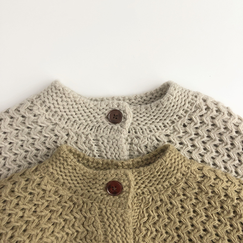 Aó khoác cardigan len màu trơn đơn giản cho bé trai bé gái mùa thu đông G11