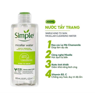 Nước tẩy trang Simple Kind to Skin Micellar Cleansing Water
