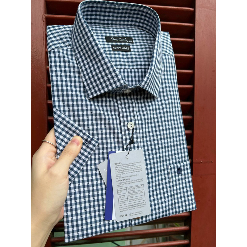 Sơ mi cộc tay nam Pier.re Car.din.16 mầu vạt ngang dáng suông