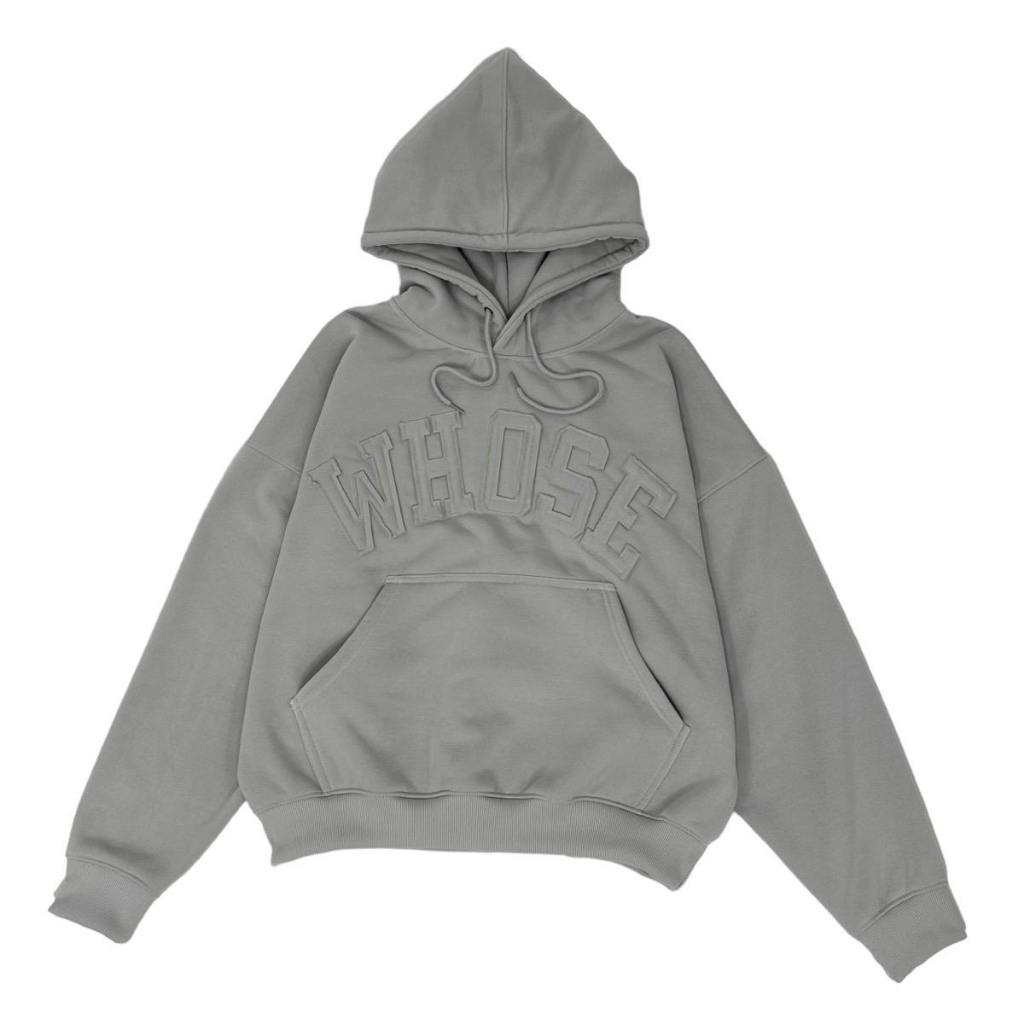 Áo Hoodie Boxy , Hoodie Thêu Đắp Vải WHOSE Form Rộng Mũ Trùm 2 Lớp Vải Cotton Nỉ Cao Cấp