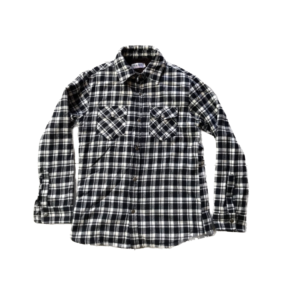 Áo Khoác Sơmi Lót Lông Hoạ Tiết Caro Trắng Đen, Áo khoác Nam Nữ Form Rộng Thụng Thời Trang