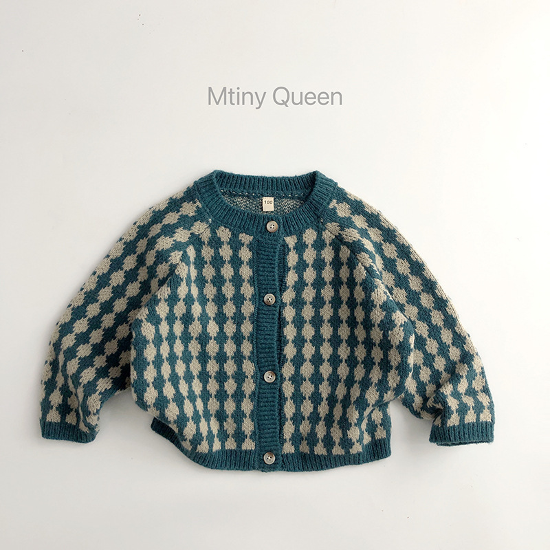 Aó khoác cardigan len họa tiết đơn giản cho bé trai bé gái mùa thu đông G18