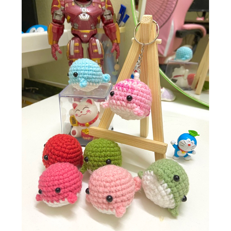 Móc khoá cá heo bằng len nhiều màu 🐳