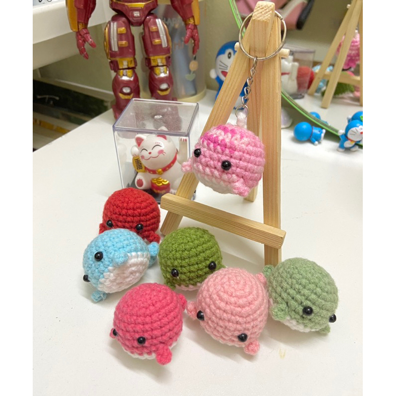 Móc khoá cá heo bằng len nhiều màu 🐳