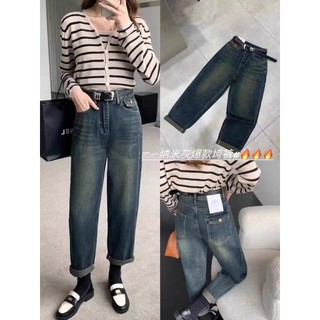 Quần baggy jean nữ trơn kiểu túi nắp Bigsize từ 55kg-85kg - Quần baggy bò trơn KiKaJeans MS188