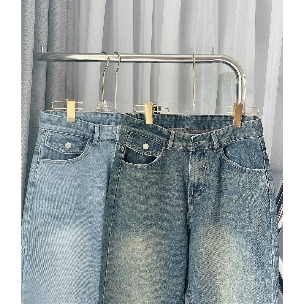 Quần baggy jean nữ trơn kiểu túi nắp Bigsize từ 55kg-85kg - Quần baggy bò trơn KiKaJeans MS188