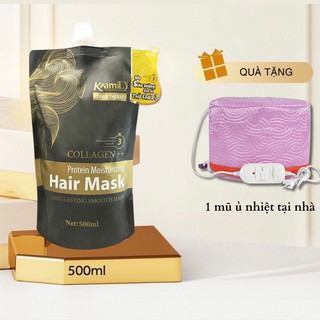 (Tặng Kèm Mũ Ủ Nhiệt)Kem Hấp ủ tóc Kami phục hồi Collagen Siêu Phục Hồi 500ml