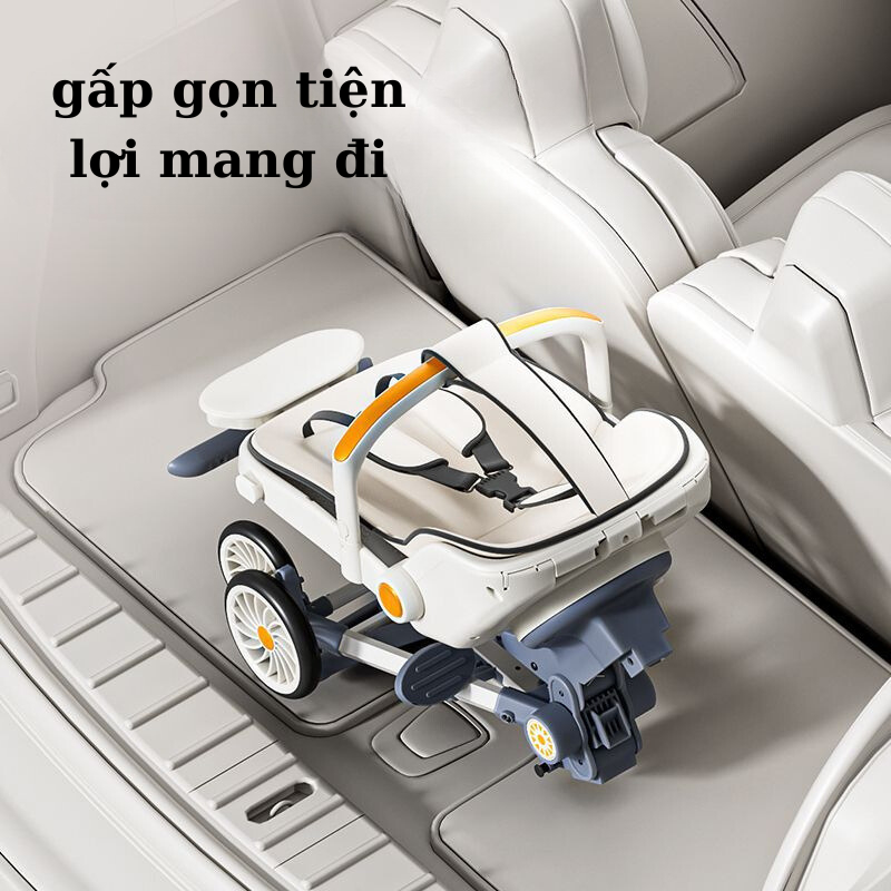 Xe đẩy 2 chiều gấp gọn xoay 360 độ cho bé Babychic Xe đẩy đa năng có ngả lưng và bàn ăn dặm cho bé