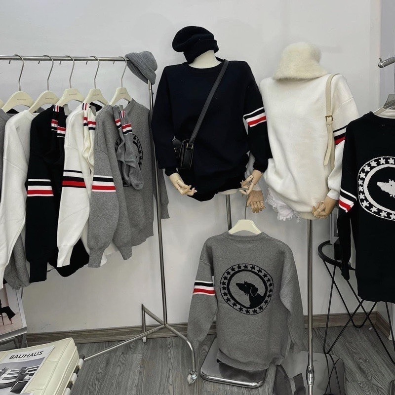 Áo Len Thom Con Chó Form Rộng Unisex , Áo Len Thom Cún hot hit dáng unisex nam nữ H 19