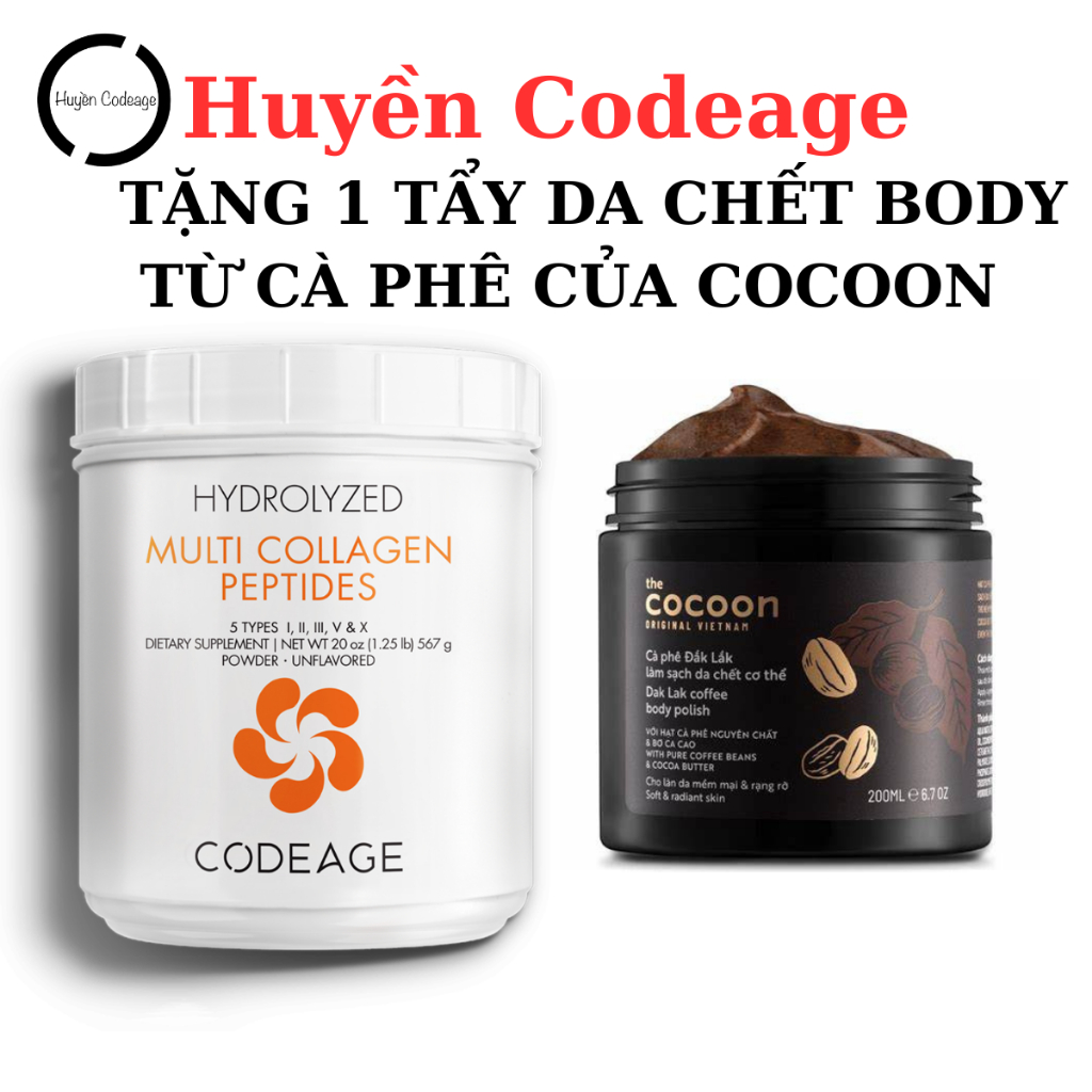 Bột Collagen Uống Thủy Phân Uống Codeage Multi Collagen Peptides 567g Chống Lão Hóa, Dưỡng Da (Huyền Codeage) kemTBDb
