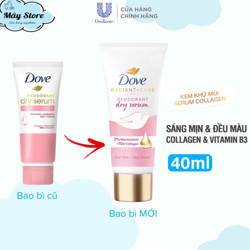 DOVE Kem Khử Mùi Tinh Chất Serum Sáng Mịn Dove Deodorant Dry Serum Collagen 50ml