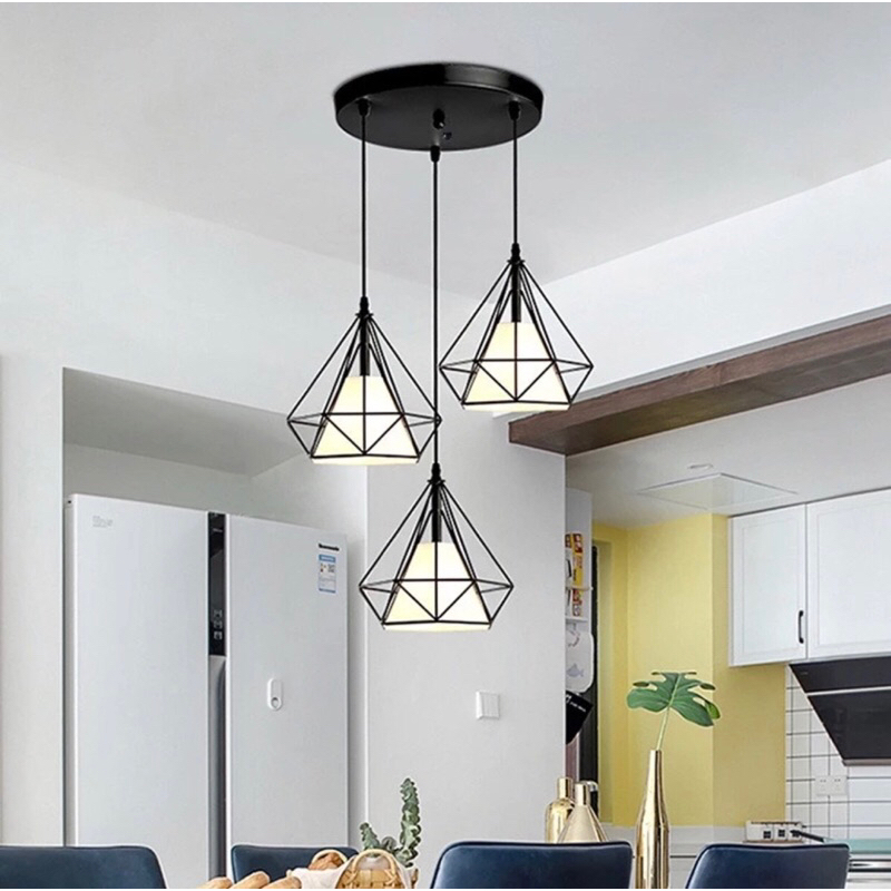 Bộ 3 đèn thả kim cương .Trang trí phòng khách. Phòng ngủ . bàn ăn .phòng làm việc- tặng bóng led