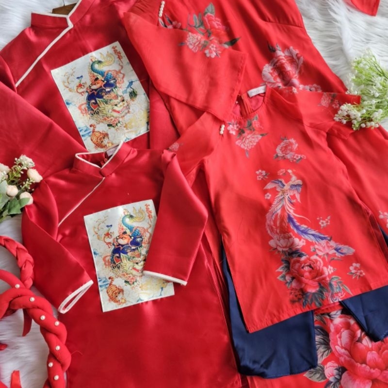 Sét áo dài gia đình cao cấp tết đẹp hàng thiết kế giá rẻ nhẹ nhàng mềm