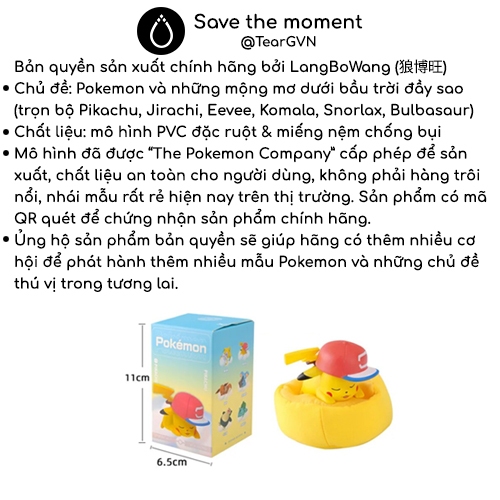 Mô hình Pokemon Starry Dream  Pikachu, Jirachi, Eevee, Komala, Snorlax, Bulbasaur