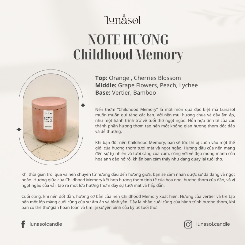 CHILDHOOD MEMORY - NẾN THƠM LUNASOL - Tặng kèm thông điệp Vũ Trụ ngẫu nhiên