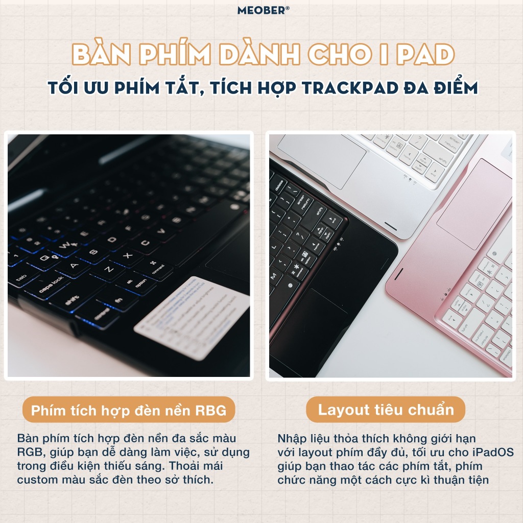 Case i Pad Kèm Bàn Phím Flip Yoga bản lề Xoay Gập 360 dành Gen 7 8 9, Air 4 5, Pro 11 12.9 M1 M2 by MeoBer