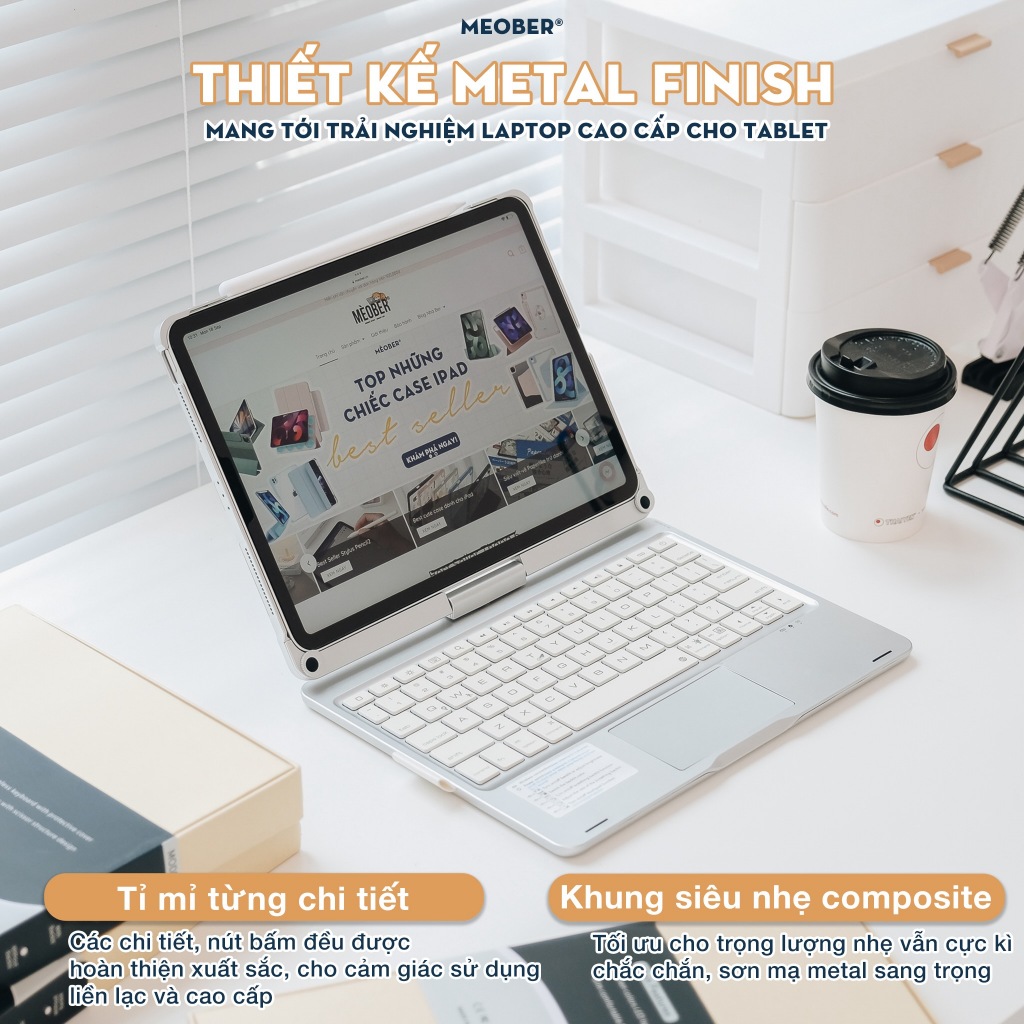 Case i Pad Kèm Bàn Phím Flip Yoga bản lề Xoay Gập 360 dành Gen 7 8 9, Air 4 5, Pro 11 12.9 M1 M2 by MeoBer