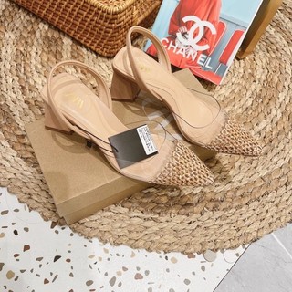 Guốc zara mica trắng mũi nhọn hàng xuất fullbox tag max