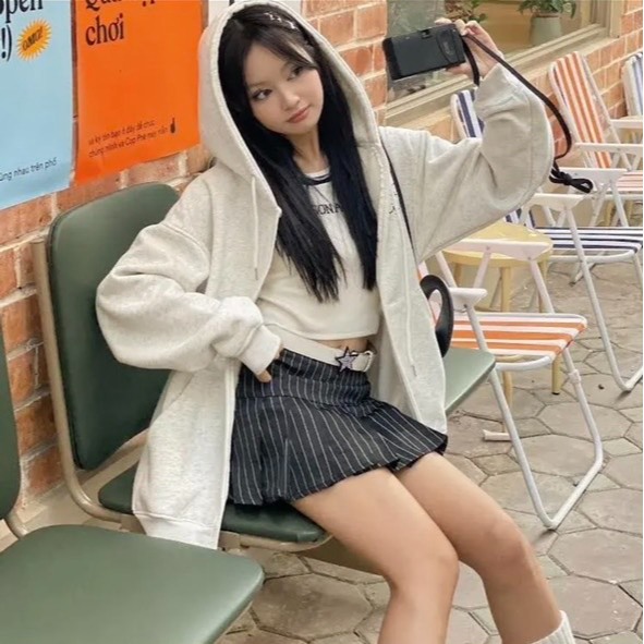 ÁO hoodie zip UNI kèm chữ lưng to form rộng phong cách hàn quốc nam nữ mặc đôi siêu dày đẹp