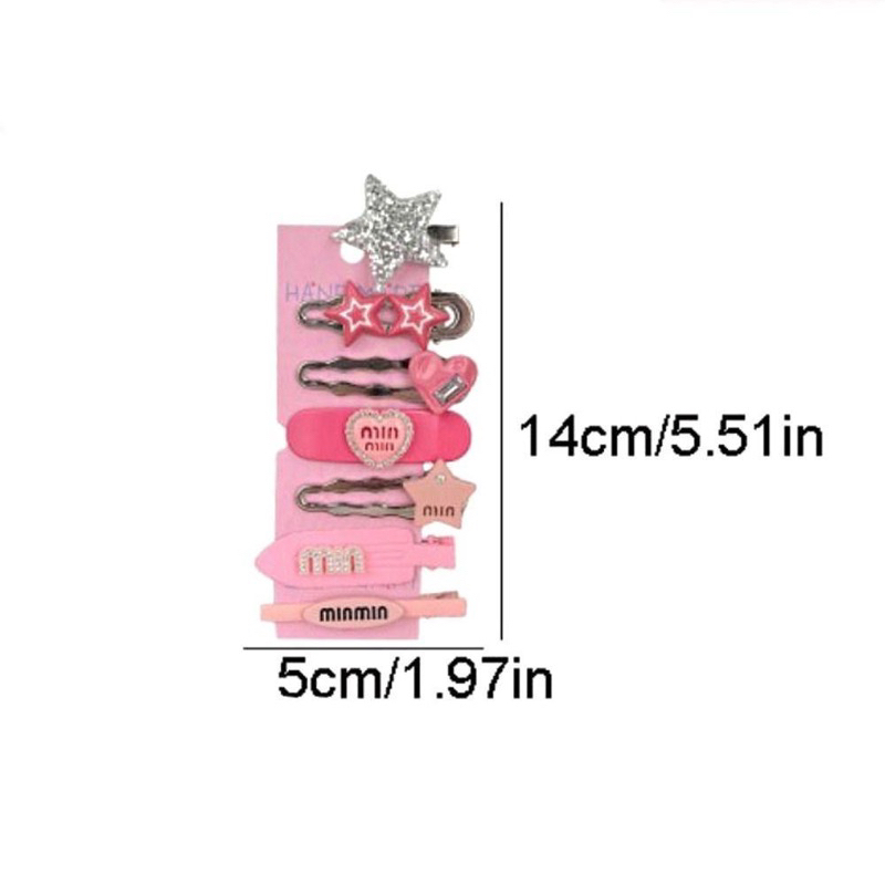 Bộ 7 Kẹp Tóc Hình Ngôi Sao / Chữ Cái Đính Đá Dễ Thương Bằng Kim Loại Màu Bạc y2k Cho Bé