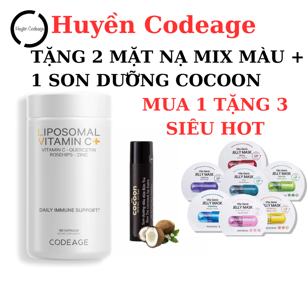 Viên uống vitamin C Codeage Liposomal Vitamin C 180 viên - kemmn