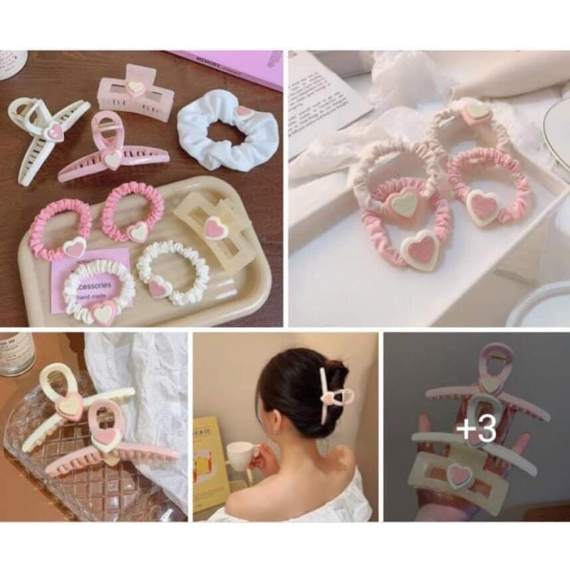 Set Kẹp Tóc 9 món màu Hồng