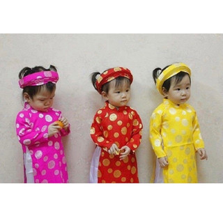 Áo dài gấm thái tuấn xu nhỏ cho bé