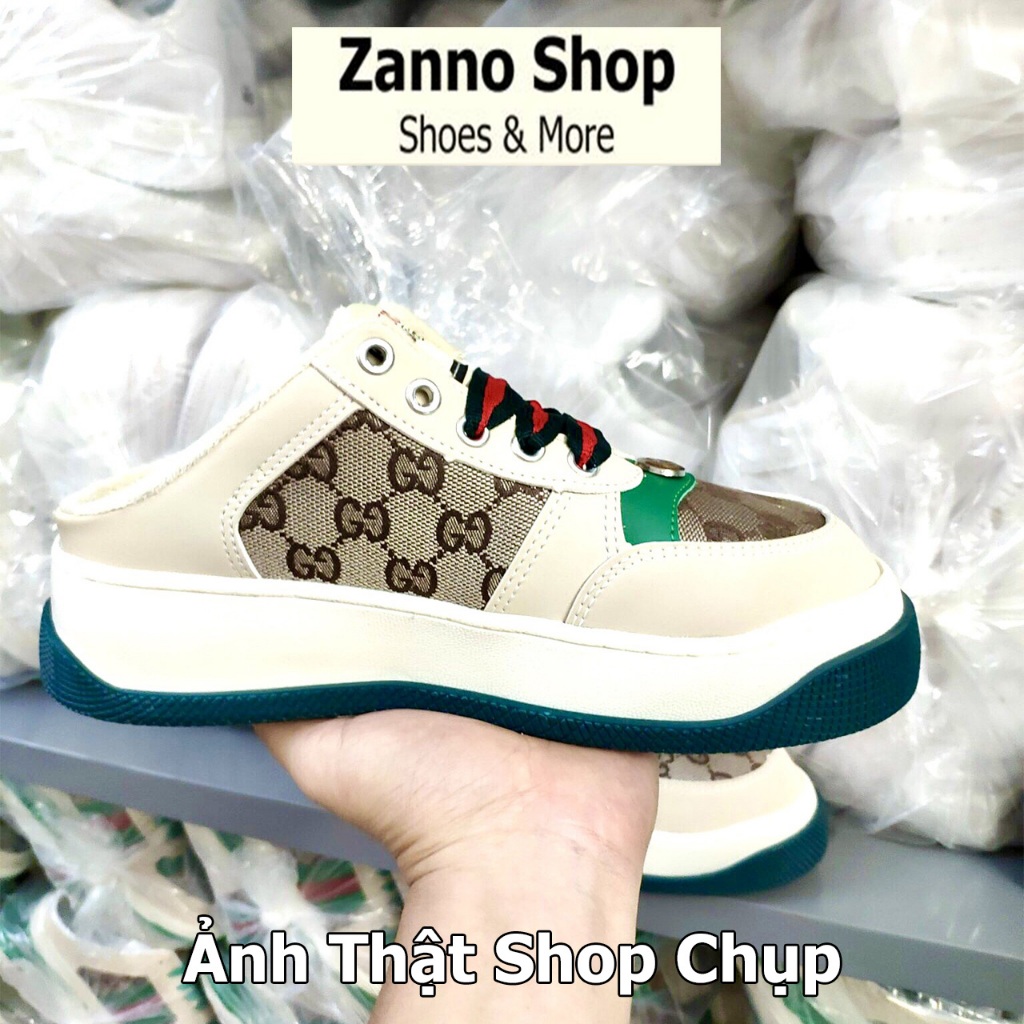 Giày Sục Nữ GU CHI Lót Lông ZANNO 3 màu Xanh Hồng Lam Siêu HOT 2023, Form Ôm và Êm Chân