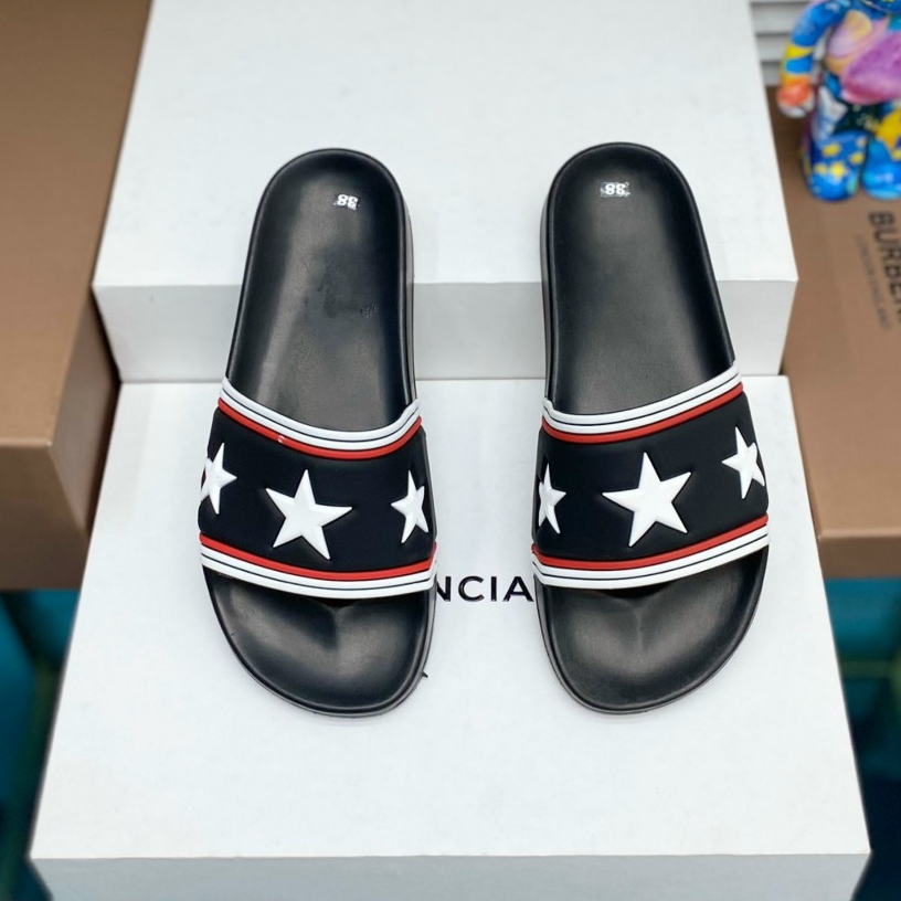 Dép quai ngang nam nữ In hình ngôi sao trắng trên quai Chất Liệu cao su non cao cấp mang cảm giác êm ái khi mang