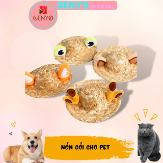Nón cói - mũ rơm có tai cho chó mèo