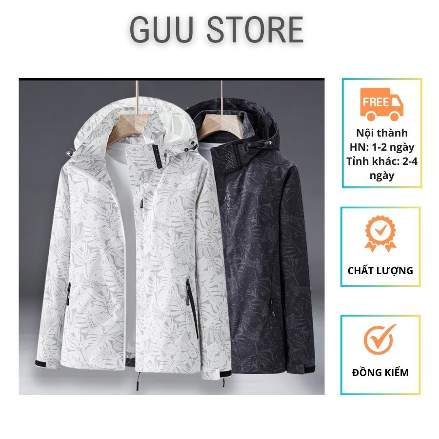 Áo khoác gió nam nữ in hoạ tiết chống nước chắn gió chống bụi