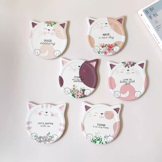 [Mèo may mắn] Miếng lót cốc, đế lót ly hình mèo xinh xắn, thấm nước