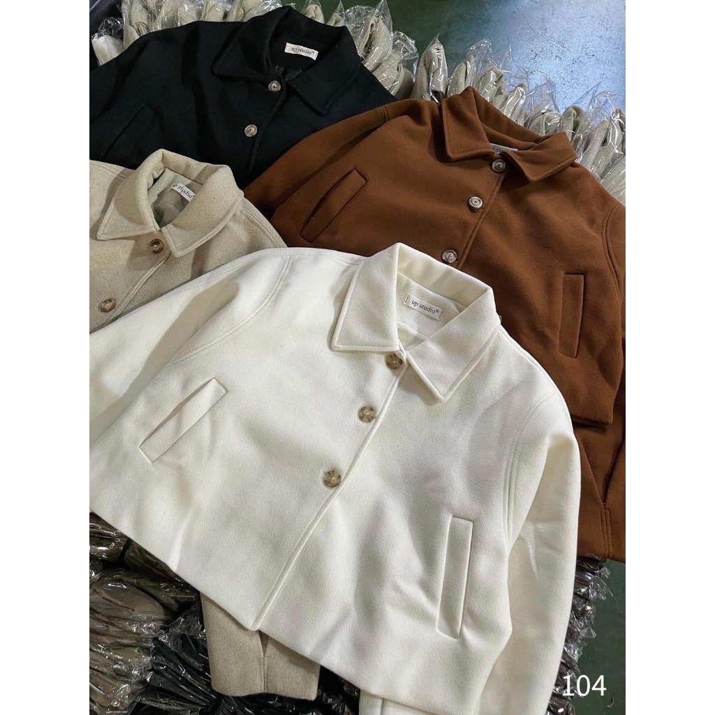 Áo khoác dạ ép tay liền dáng crop siêu xinh