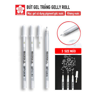 Bút Sakura Gelly roll trắng -  3 size ngòi 0.5mm - 0.8mm - 1mm