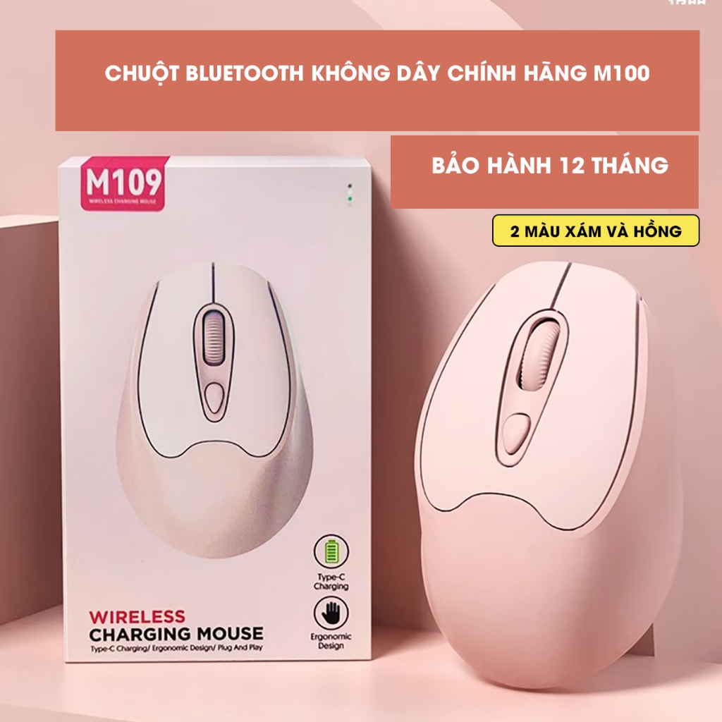 Chuột Không Dây Bluetooth, Kết Nối 2 Chế Độ Bluetooth Và USB,Chuột Máy Tính Cute, Click Giảm Tiếng Ồn.