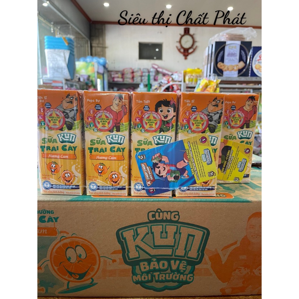 Vỉ Sữa Trái Cây Kun Hương Cam 180ml