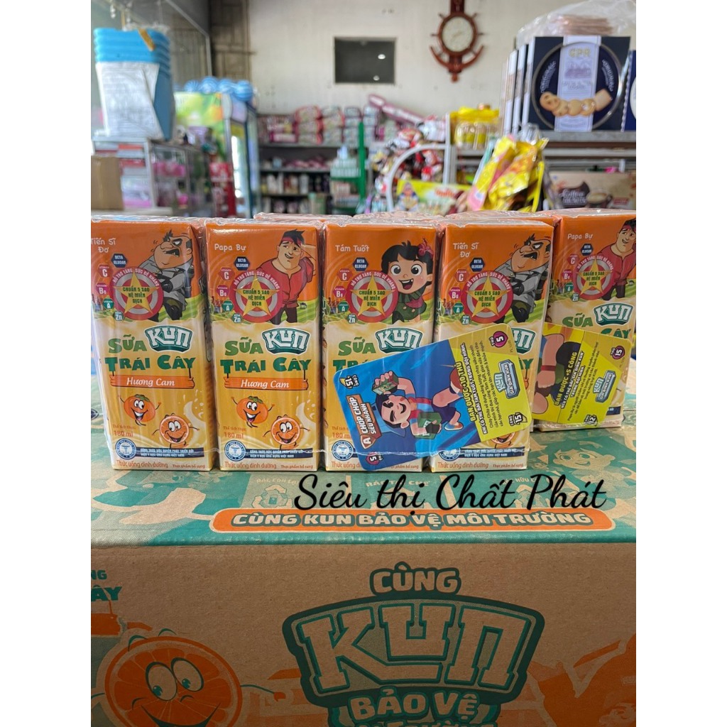 Vỉ Sữa Trái Cây Kun Hương Cam 180ml