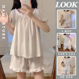 Bộ đồ ngủ vải mềm kiểu nhật bản thiết kế đơn giản dễ thương thời trang hè dành cho nữ mặc ở nhà- BNN03