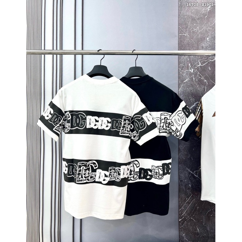 Áo phông Nam In chữ DG - Áo thun Unisex Trắng Đen hoạ tiết Chữ DG chất thun cotton mềm mịn thoáng mât
