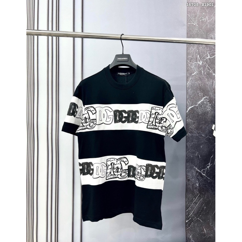 Áo phông Nam In chữ DG - Áo thun Unisex Trắng Đen hoạ tiết Chữ DG chất thun cotton mềm mịn thoáng mât