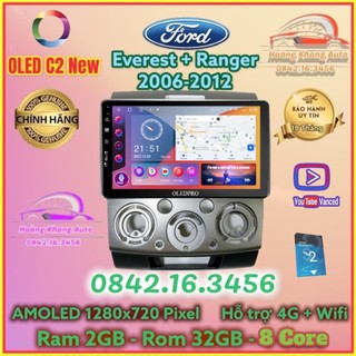 Màn hình Android OLED C2 New Theo Xe Ford Everest + Ranger 2006 - 2012, 9 inch kèm dưỡng và jack nguồn