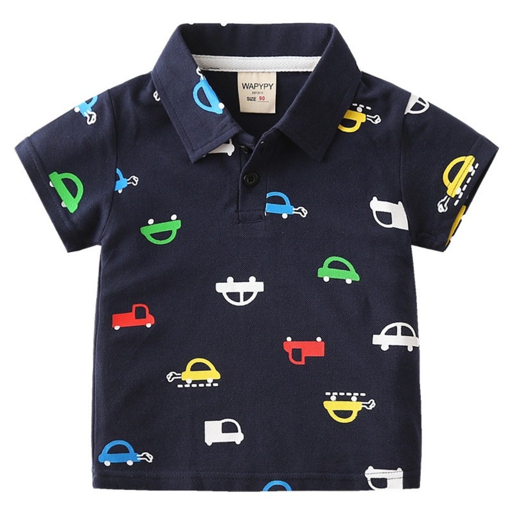 Áo polo cho bé trai KANGMIN KIDS, áo polo trẻ em cộc tay chất cotton cá sấu in hình Gấu cực yêu cho bé từ 2 đến 8 tuổi
