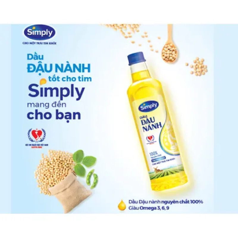 Dầu ăn đậu nành Simply 1l , chính hãng