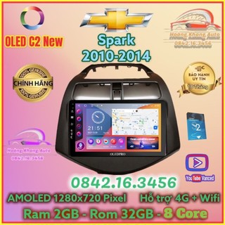 Màn hình Android OLED C2 New Theo Xe SPARK 2010 - 2014, 9 inch kèm dưỡng và jack nguồn