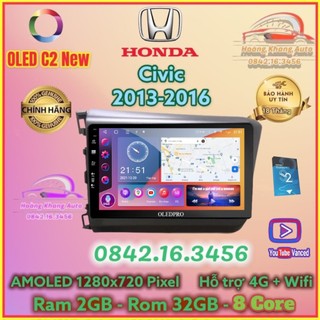 Màn hình Android OLED C2 New Theo Xe HONDA CIVIC 2013 - 2016, 9 inch kèm dưỡng canbus và jack nguồn zin theo xe