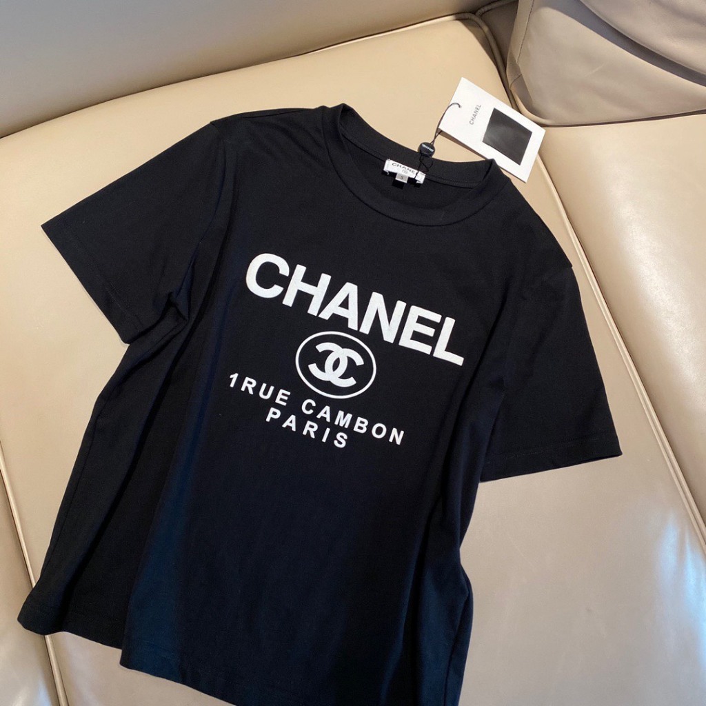 Áo thun form rộng áo phông đôi nam nữ unisex cổ tròn cha n.el gu.ci màu đen trắng quà tặng sinh nhật bạn trai bạn gái