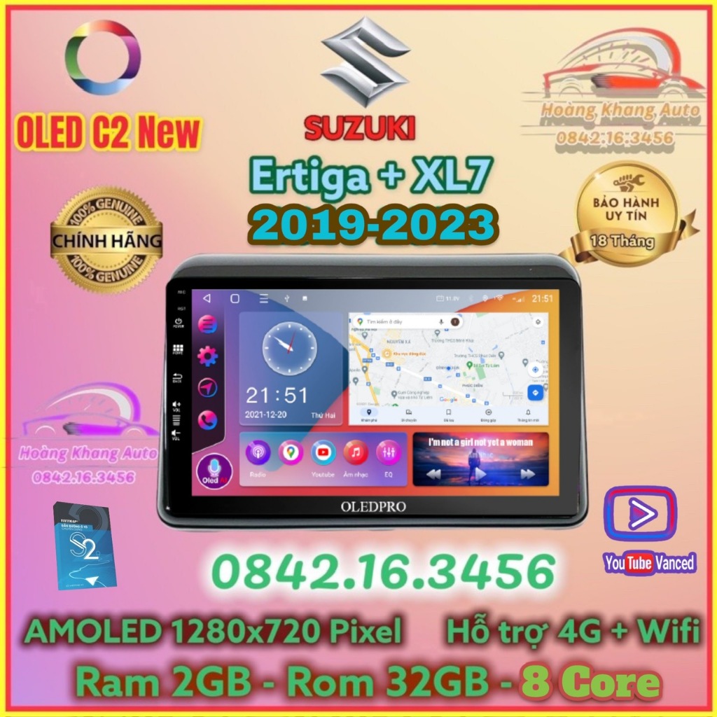 Màn hình Android OLED C2 New theo xe Suzuki Ertiga + XL7 2019 - 2023, 9 inch kèm dưỡng và jack nguồn zin theo xe