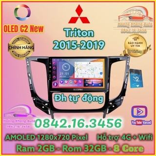 Màn hình Android OLED C2 New theo xe Triton 2015 - 2019, 9 inch ĐH Tự động, Kèm dưỡng và jack nguồn zin theo xe