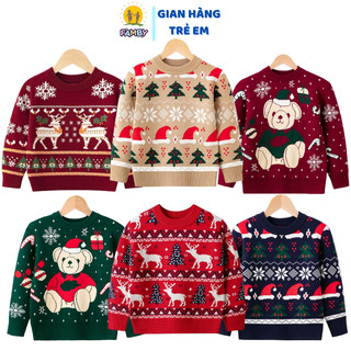 Áo len noel bé trai bé gái FAMBY áo len giáng sinh họa tiết cho bé từ 9-27kg