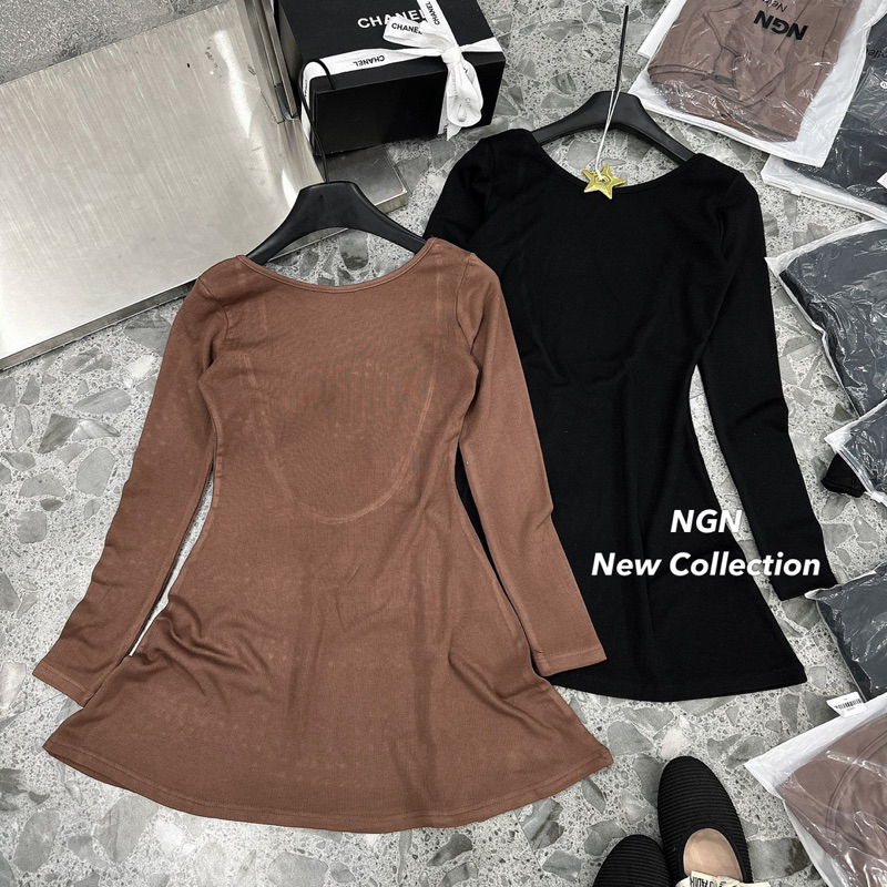 Váy Body Dài Tay Khoét Eo Khánh Lê